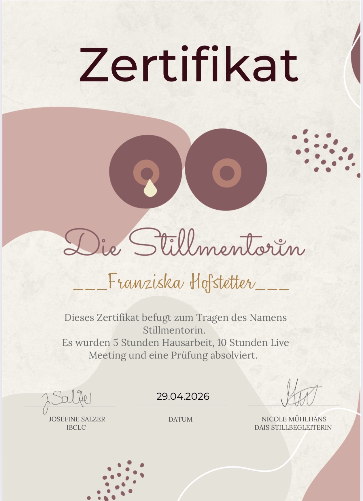 Zertifikat Stillmentorin