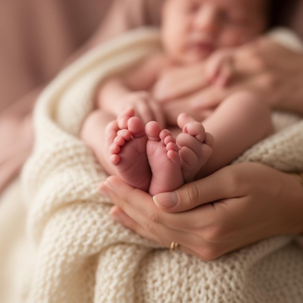 Hände halten Babyfüsse
